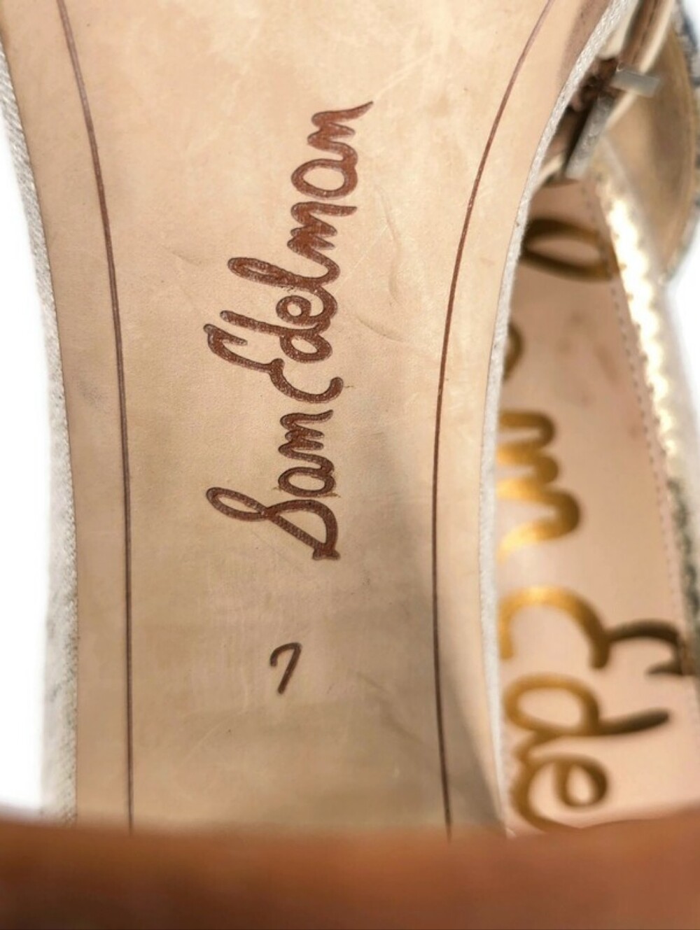 Sam Edelman Yaro Linen Black Grey Gold Shimmer Leather Snake High Heel Sandals - Picture 12 of 14